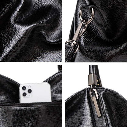 Damen Hobo Schultertasche aus PU-Leder Schwarz 1kg 37x14x26cm