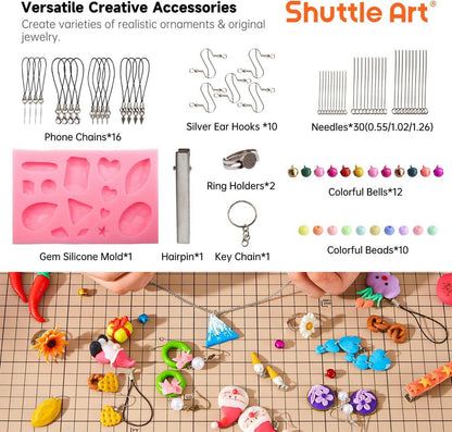 Shuttle Art Polymer Clay 57 buntes Weich-Ton-Set 1,55 kg 3,4 lb mit 19 Schnitzwerkzeugen 10 Zubehörteilen ungiftig