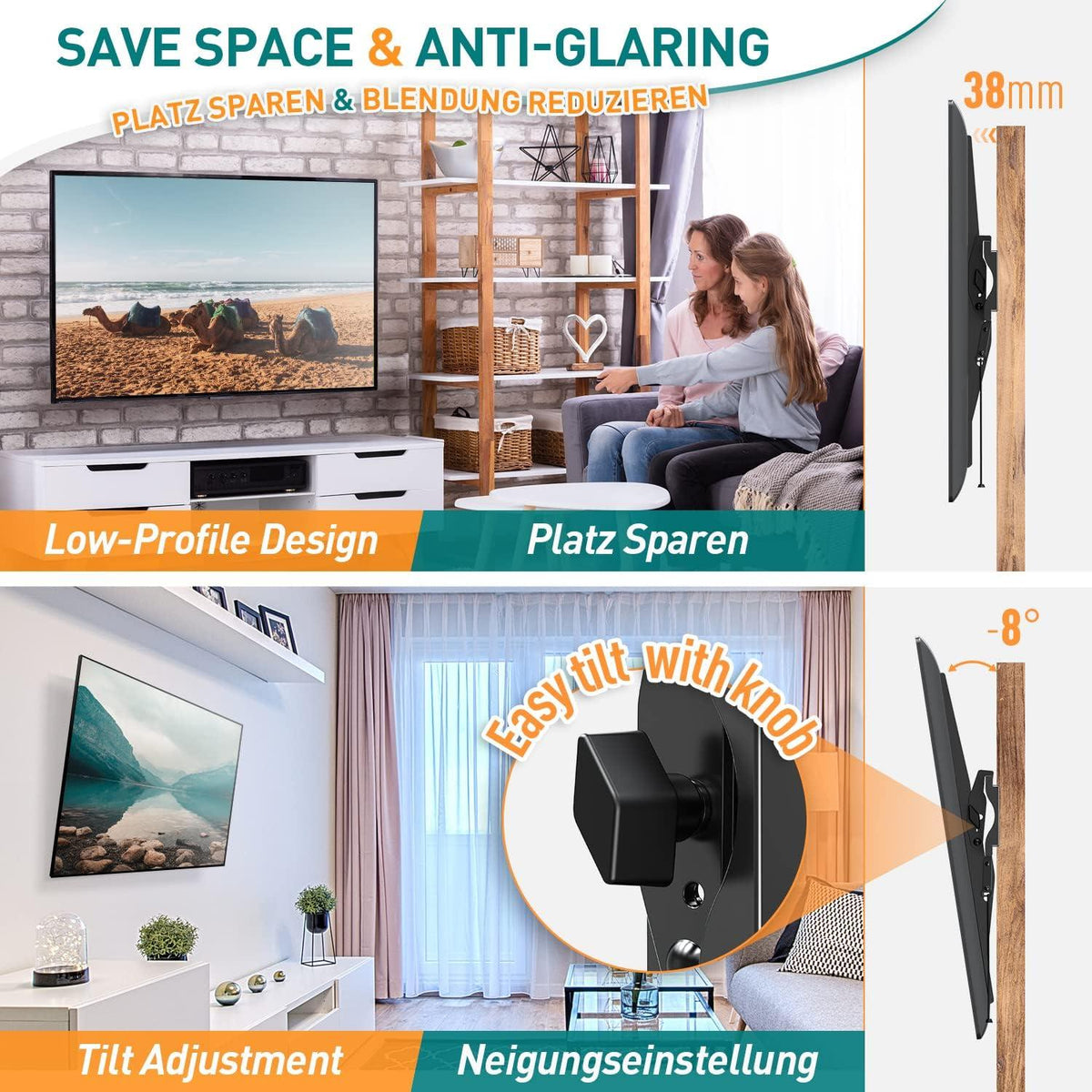 TV Wandhalterung Neigbar 26-60 Zoll Flach LCD OLED Plasma