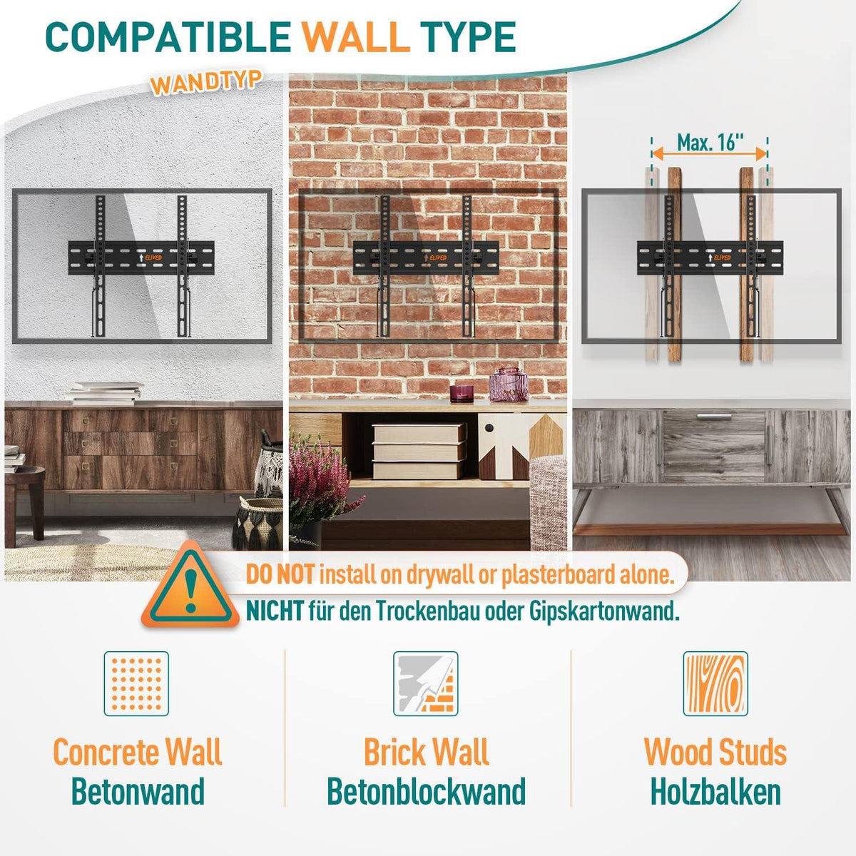 Neigbare TV Wandhalterung für 26-60 Zoll Fernseher bis 45kg - VESA 400x400mm