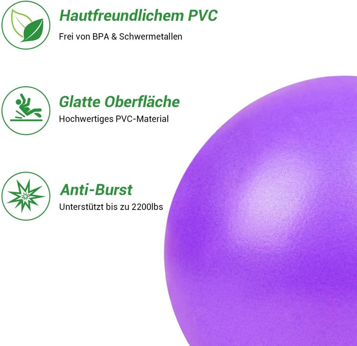 25cm Gymnastikball Pilates Yoga Ball Soft Rutschfest Fitnessball