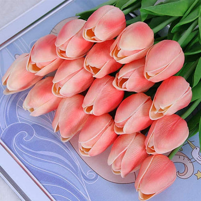 20 Stück Künstliche Tulpen Hochzeitssträuße Blumen PU Tulpen