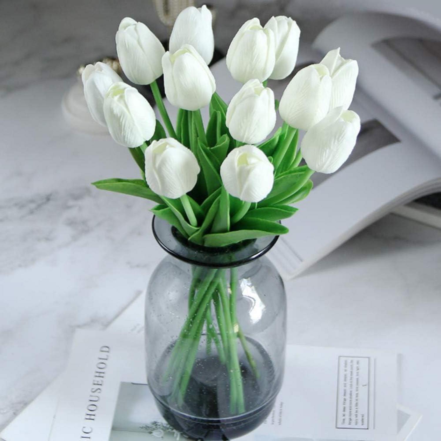 Künstliche Tulpen 20 Stück Hochzeitssträuße Deko Blumen Weiß PU