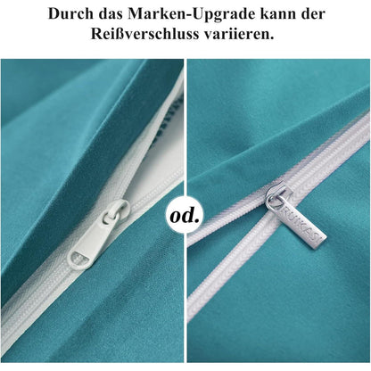 Bettwäsche Set 200x200 Türkis Mikrofaser mit Reißverschluss