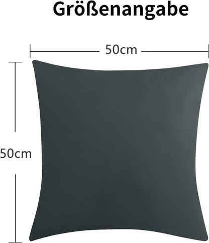 Kissenbezug 50x50 Grau Mikrofaser Doppelpack anthrazit Reißverschluss