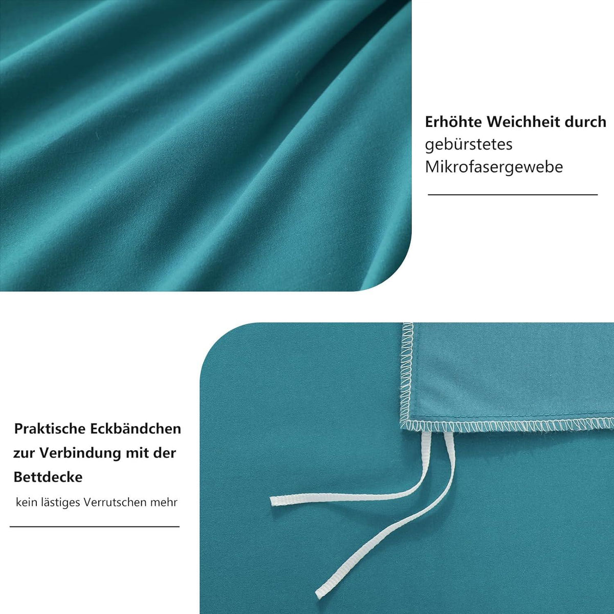 Bettwäsche Set 220x240 Türkis Mikrofaser Weich Bügelfrei