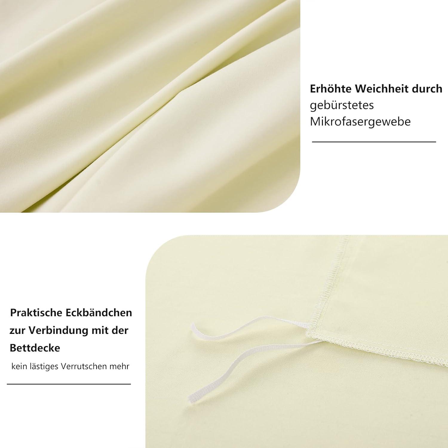 Bettwäsche-Set 200x220 Gelb Mikrofaser Reißverschluss