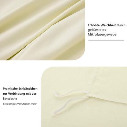 Bettwäsche-Set 200x220 Gelb Mikrofaser Reißverschluss
