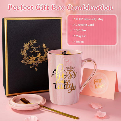 Biching Marmor-Keramik Kaffeebecher 400ml Pink Rosa Boss