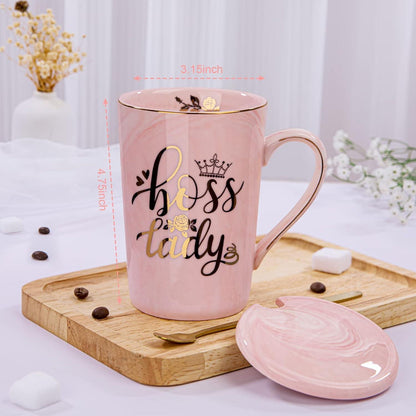 Biching Marmor-Keramik Kaffeebecher 400ml Pink Rosa Boss
