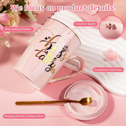 Biching Marmor-Keramik Kaffeebecher 400ml Pink Rosa Boss