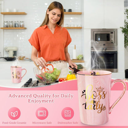 Biching Marmor-Keramik Kaffeebecher 400ml Pink Rosa Boss