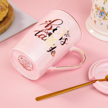 Biching Marmor-Keramik Kaffeebecher 400ml Pink Rosa Boss