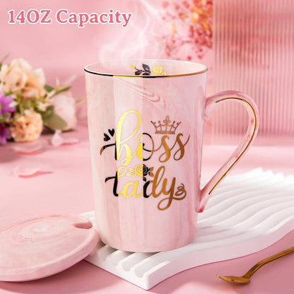 Biching Marmor-Keramik Kaffeebecher 400ml Pink Rosa Boss