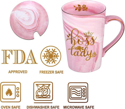 Biching Marmor-Keramik Kaffeebecher 400ml Bosslady Pink