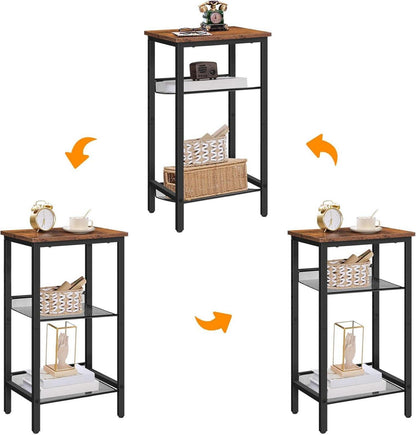 Beistelltisch mit verstellbaren Gitterablagen 38 x 28 x 74