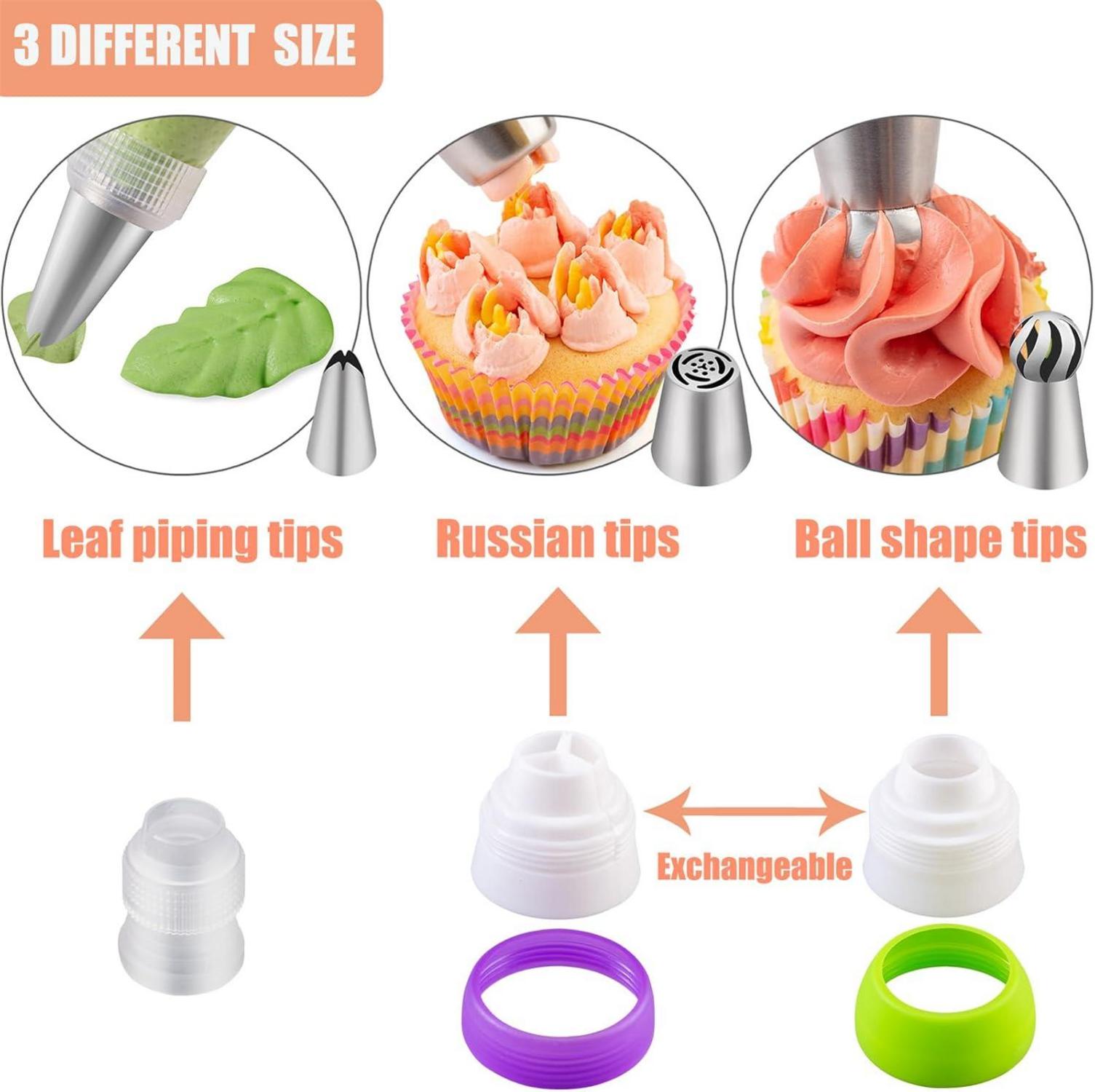 Spritzbeutel mit Tüllen Set 59-teilig Edelstahl Silikon für Torten Cupcakes