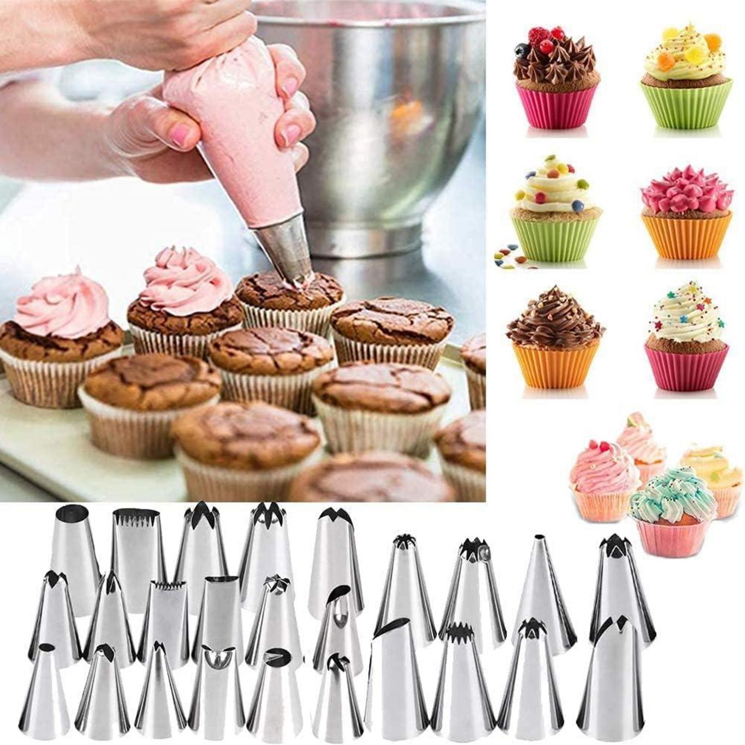 Spritzbeutel Set 37-teilig Edelstahl Silikon Tüllen Torten