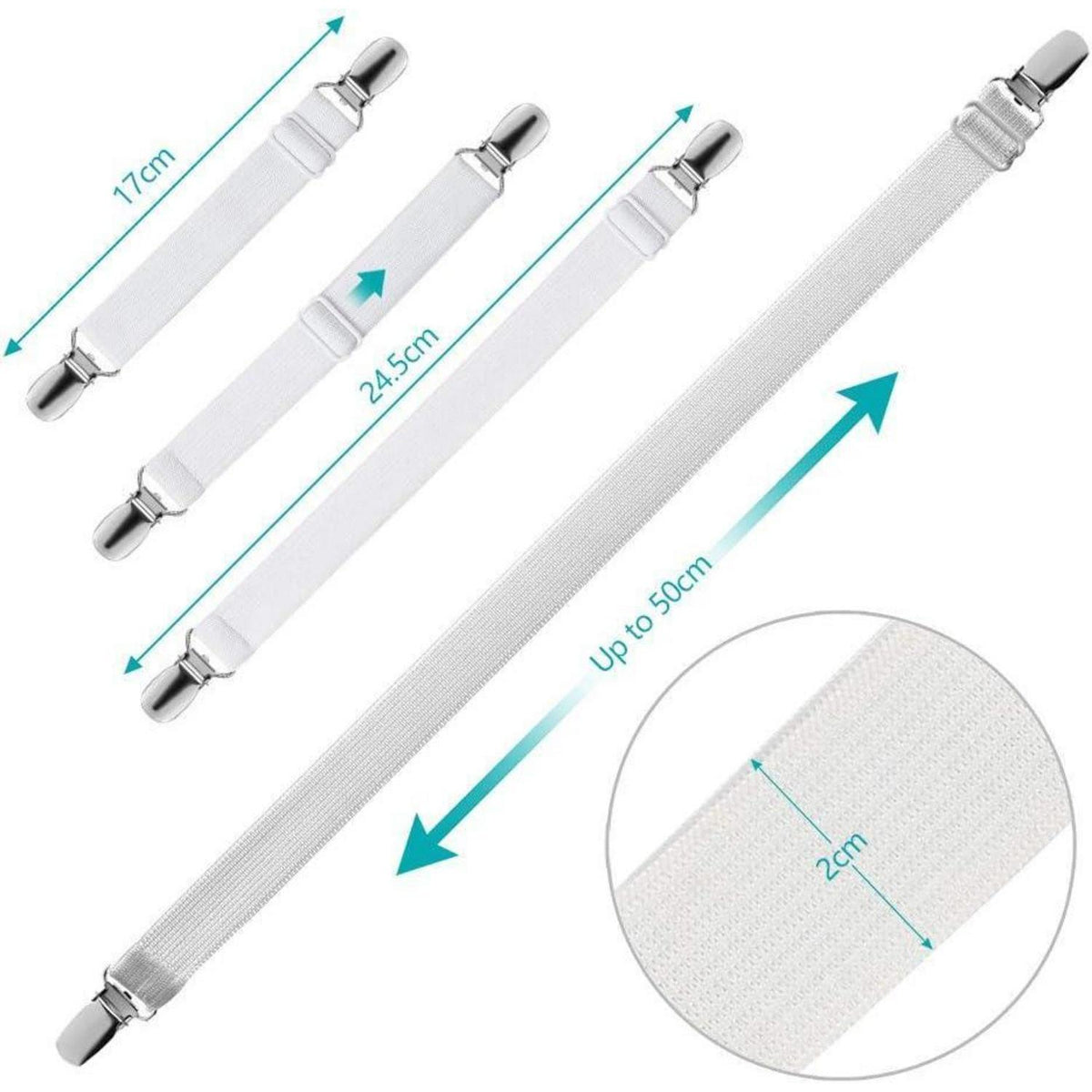 8x Verstellbare Betttuchspanner für Bettlaken & Co.