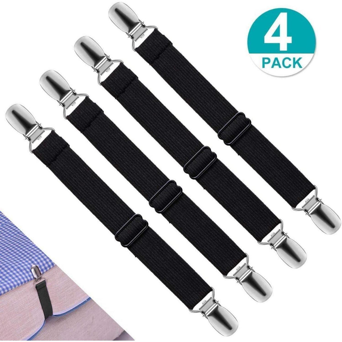 4x Bettlakenspanner Verstellbar – Für Bett, Sofa & Bügelbrett