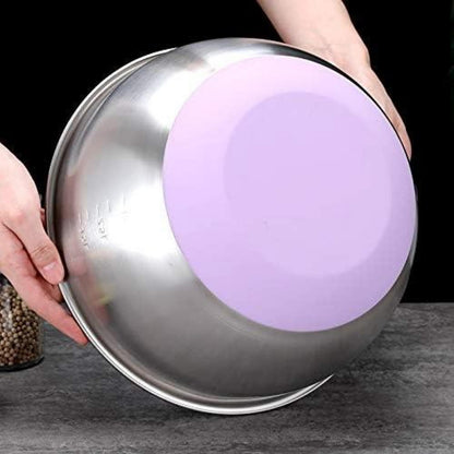Küchenschüssel Edelstahl 28cm 5L Salat Rührschüssel mit Silikonboden