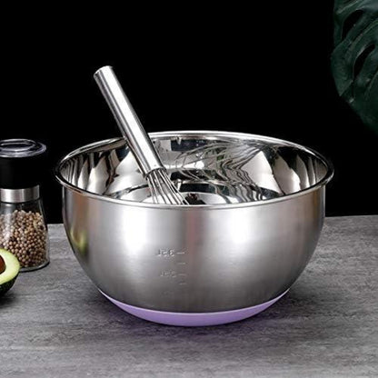 Küchenschüssel Edelstahl 28cm 5L Salat Rührschüssel mit Silikonboden