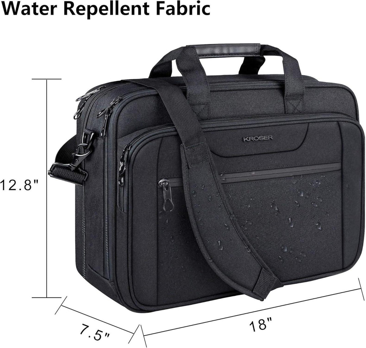 Wasserdichte Laptop Aktentasche 17,3 Zoll Schwarz Umhängetasche