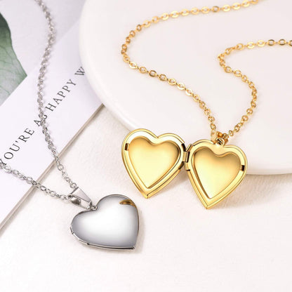 U7 Damen Medaillon Herz Anhänger Halskette Gold-Foto-Schmuck