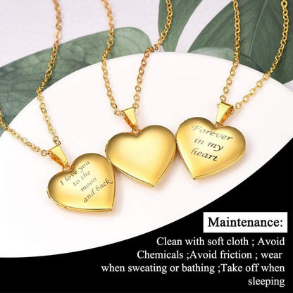 U7 Damen Medaillon Herz Anhänger Halskette Gold-Foto-Schmuck