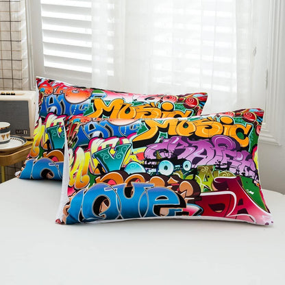 Bettwäsche Set Graffiti Style Kinder Hip Hop 135x200cm