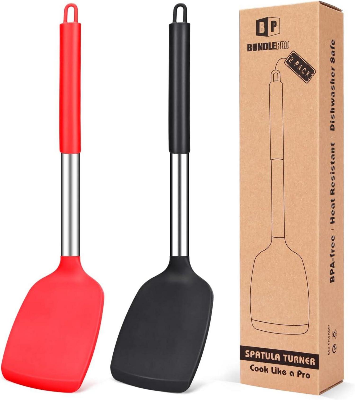 2er Set Silikon Pfannenwender Antihaft Küchen Turner BPA-freie Spatel