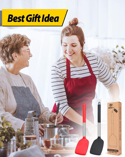 2er Set Silikon Pfannenwender Hoch Hitzebeständig Antihaft Küchen Turner BPA-frei