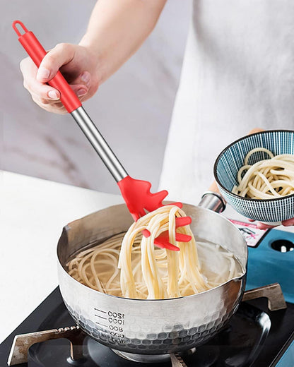 2er Silikon Spaghettilöffel Set Hitzebeständig BPA-frei Schwarz Rot