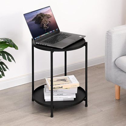 Couchtisch 2 Ebenen Schwarz Metall Wohnzimmer Schlafzimmer