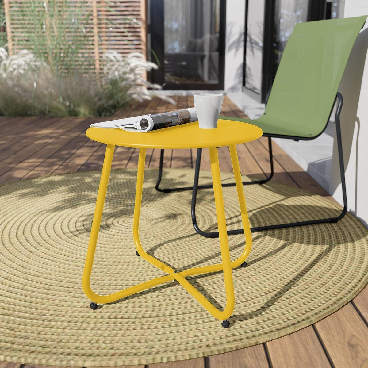 Grand patio Beistelltisch Rund Garten Outdoor Gelb 45x45 cm