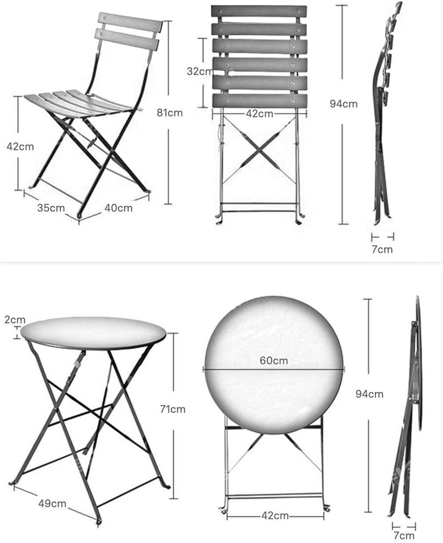 Bistro Set 3tlg. Gartenmöbel Premium Stahl Klappbar Hof Balkonmöbel Blau