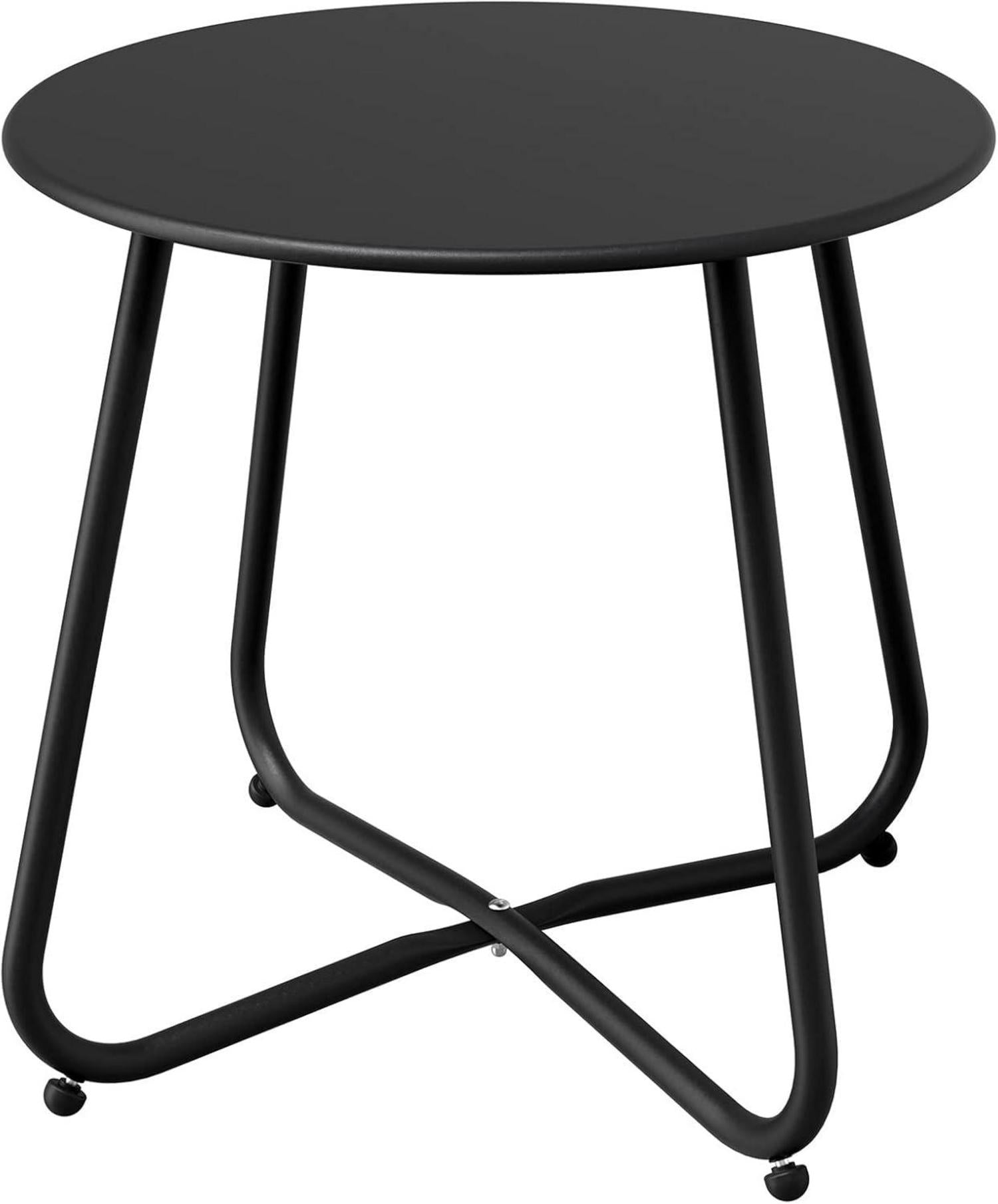Beistelltisch Kaffeetisch Rund Garten Outdoor Schwarz