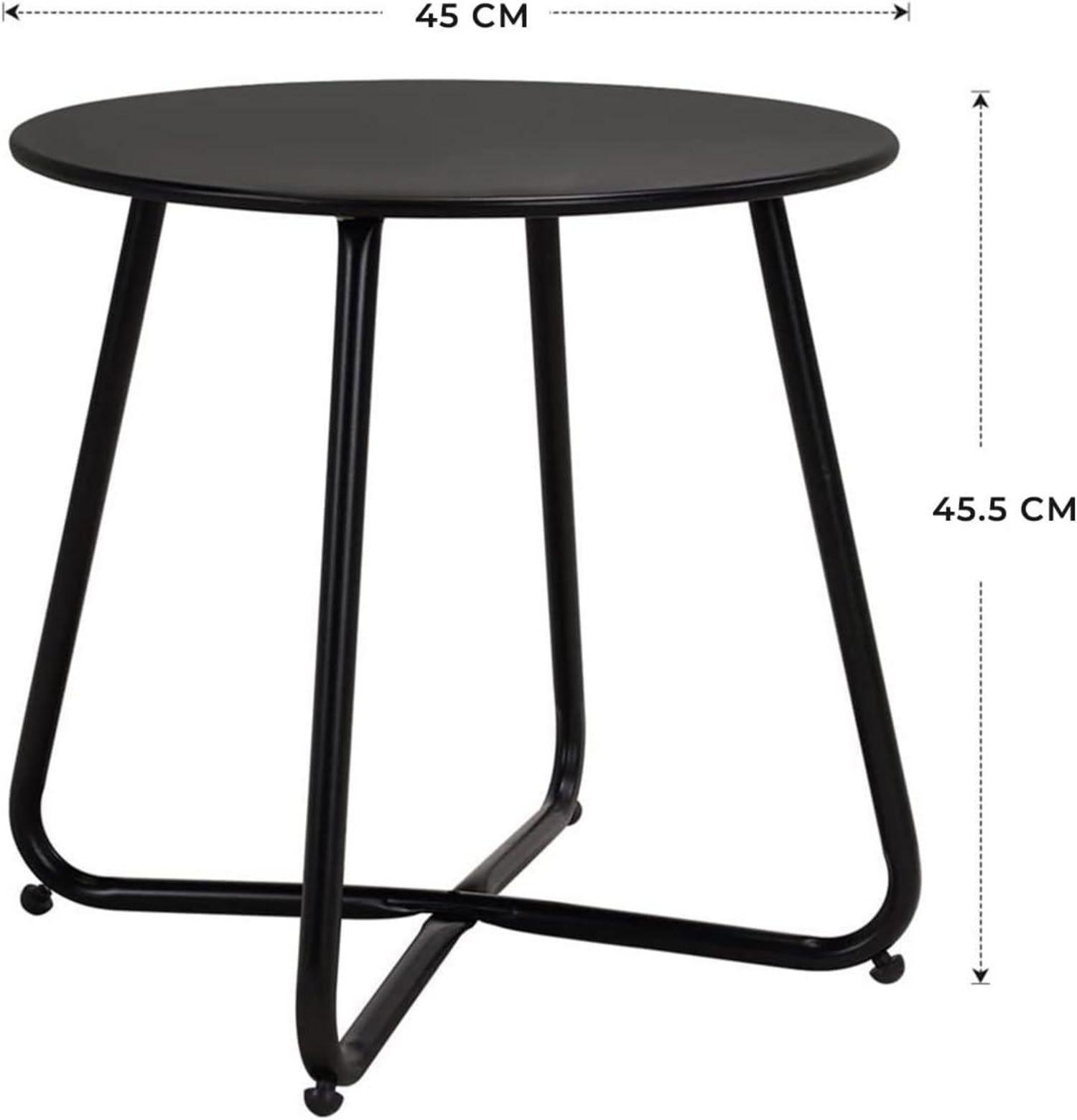 Beistelltisch Kaffeetisch Rund Garten Outdoor Schwarz