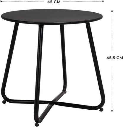 Beistelltisch Kaffeetisch Rund Garten Outdoor Schwarz