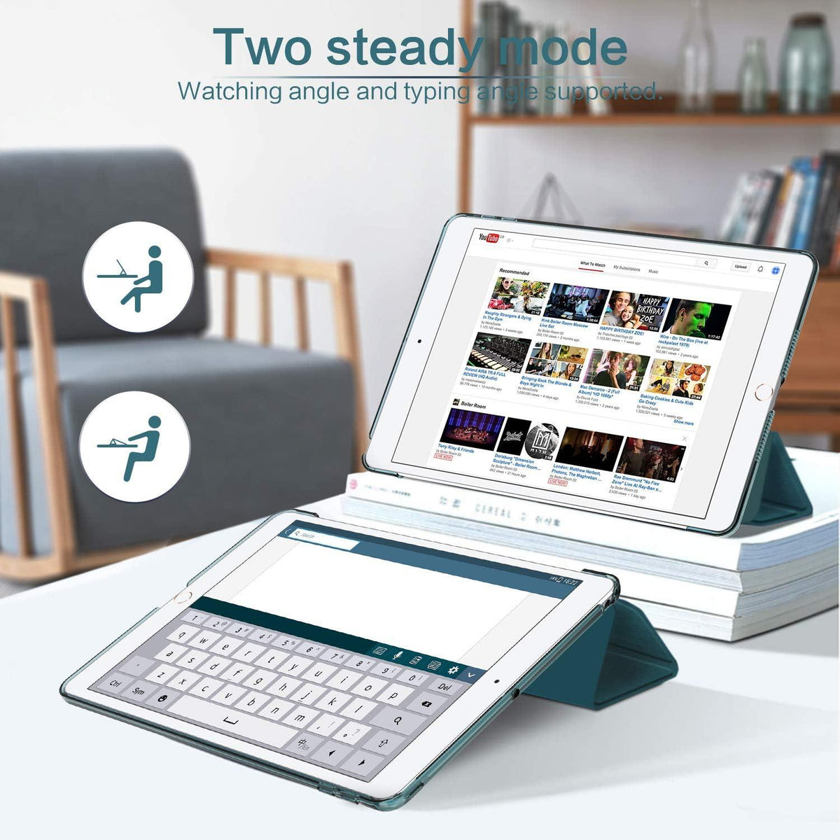 EasyAcc iPad Air 2 Hülle Ultra Dünn Matt Rückseite Abdeckung Blau