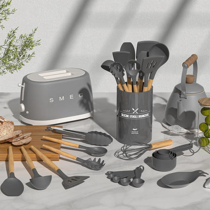 Küchenutensilien-Set Silikon Holz 24-teilig