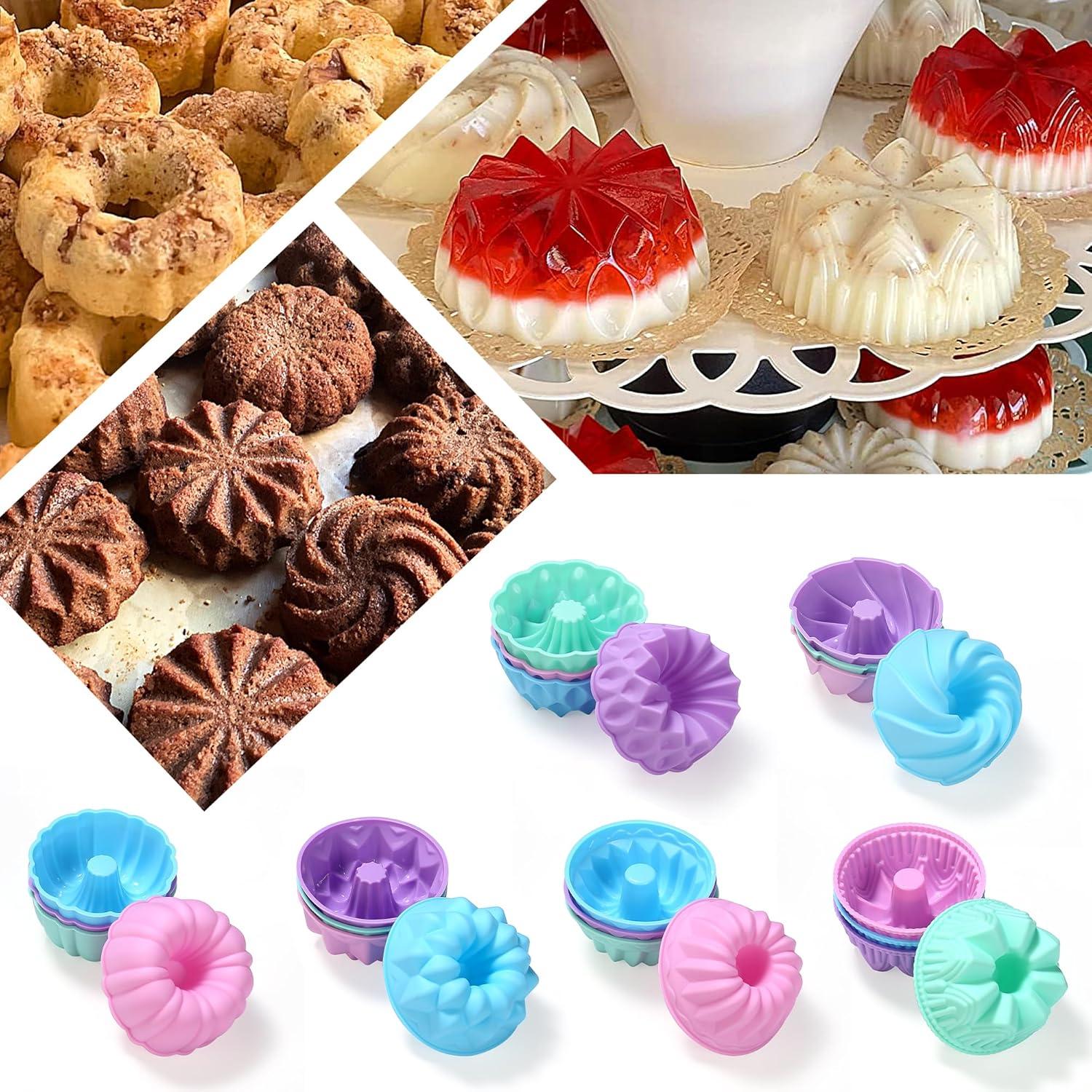 Silicone Donut Mold Baking Cups Pan Muffin Jello Bagel 24Pack Safe