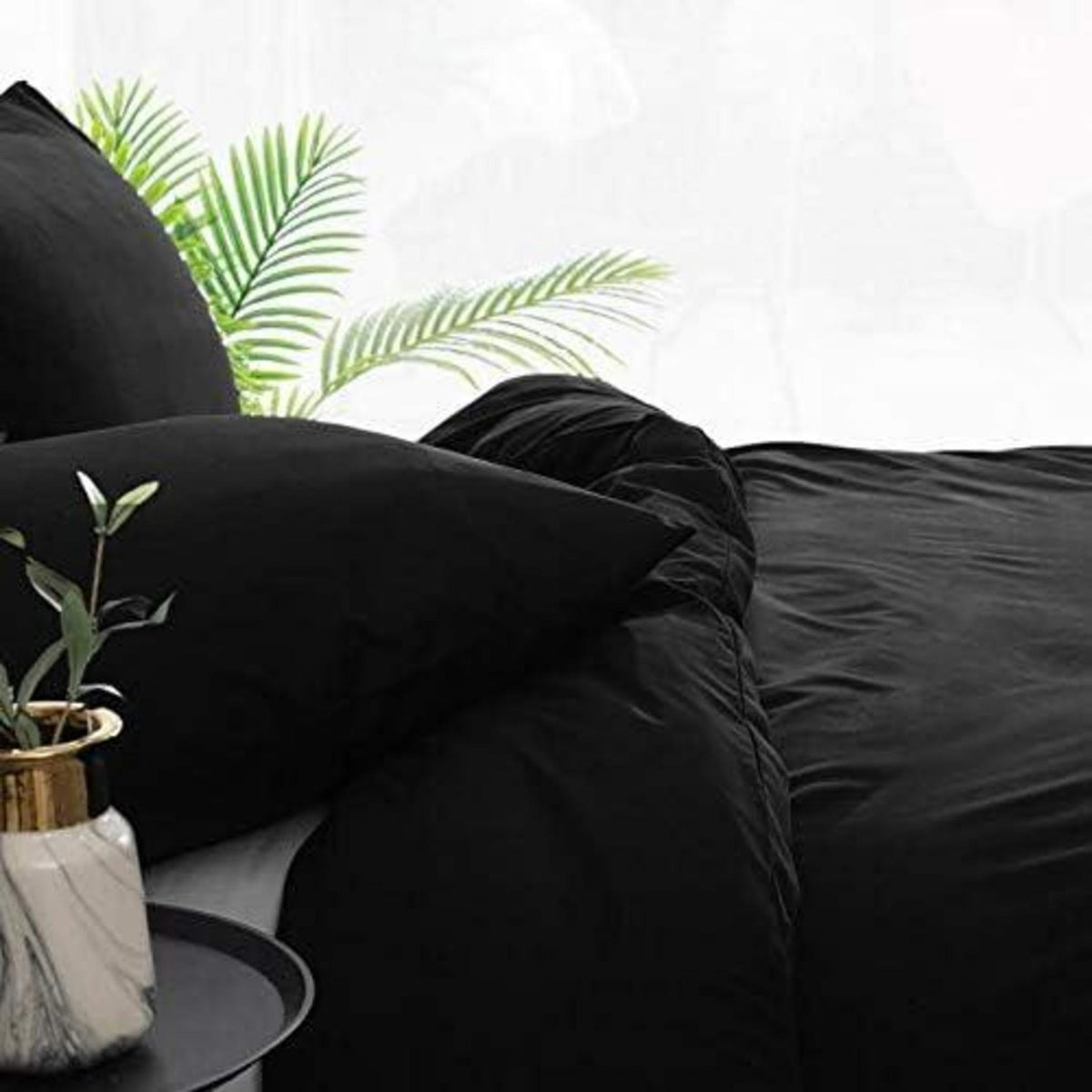 Bettwäsche Set aus Mikrofaser 220x240 cm Schwarz