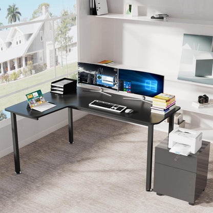 L-Form Gaming Schreibtisch 155x110cm für Home Office aus Kohlenstoffstahl