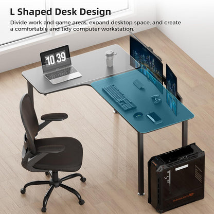 L-Form Gaming Schreibtisch 155x110cm für Home Office aus Kohlenstoffstahl