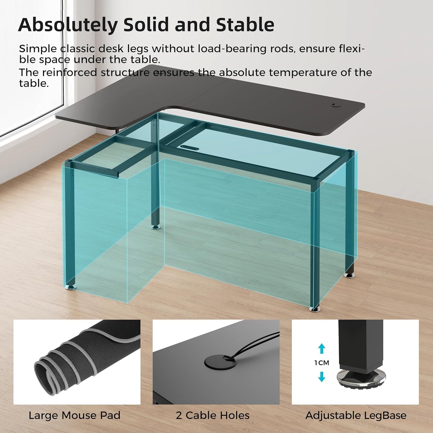 Eckschreibtisch Gaming Tisch L Form 155x110cm für Studio & Büro