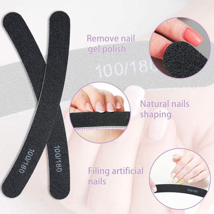 15er Set Nagelfeilen 100/180 Grit Doppelseitige Einweg für Gelnägel Schwarz