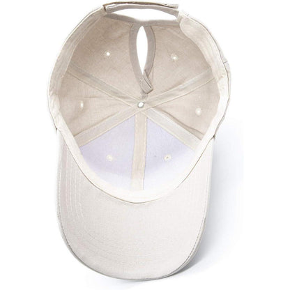 Basecap Damen Pferdeschwanz Baumwolle Beige | Sonnenschutz Kappe