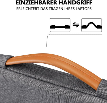 Laptoptasche 15,6 Zoll Stoßfest Spritzwasserfest Notebook Hülle Dunkelgrau