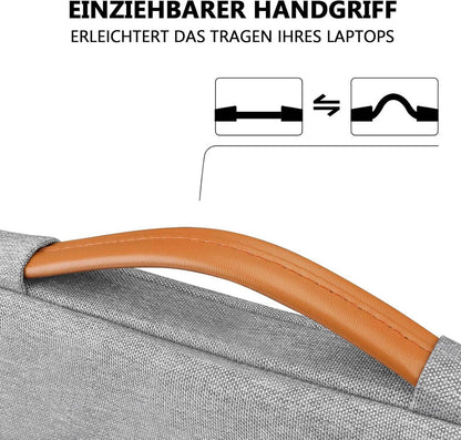 TECOOL 15.6 Zoll Laptoptasche Hülle Stoßfest Spritzwasserfest Grau